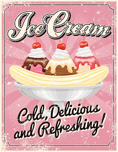 Levně Plakát, Obraz - Vintage Screen Printed Ice Cream Poster, bortonia, 30 × 40 cm