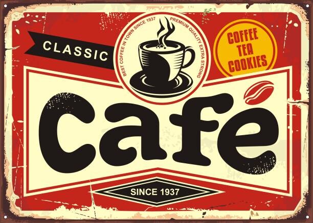 Levně Plakát, Obraz - Cafe bar retro tin sign, lukeruk, 40 × 30 cm