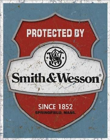 Metallschild S&W - protected by