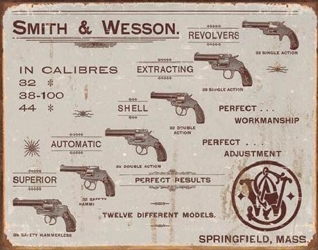 Metallschild S&W - revolvers
