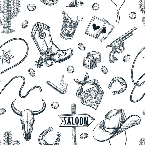 Levně Plakát, Obraz - Wild West seamless pattern. Vector hand, Volodymyr Kryshtal, 40 × 40 cm