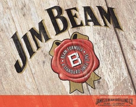 Metallschild JIM BEAM - woodcut