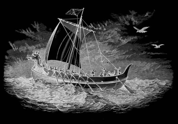 Ilustrace Old engraved illustration of Flokko sending, mikroman6, 40 × 26.7 cm