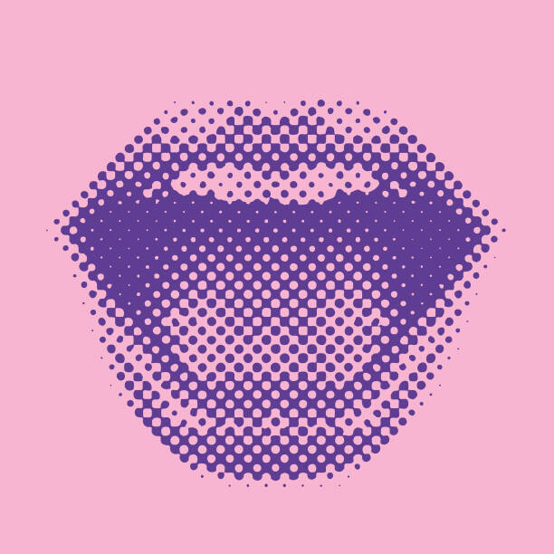 Levně Plakát, Obraz - Half tone pattern of woman's lips, GeorgePeters, 40 × 40 cm
