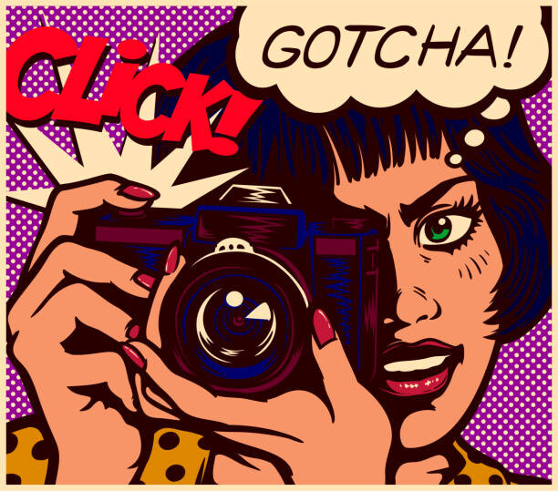 Levně Plakát, Obraz - Pop art comics style paparazzi female, drante, 40 × 35.2 cm