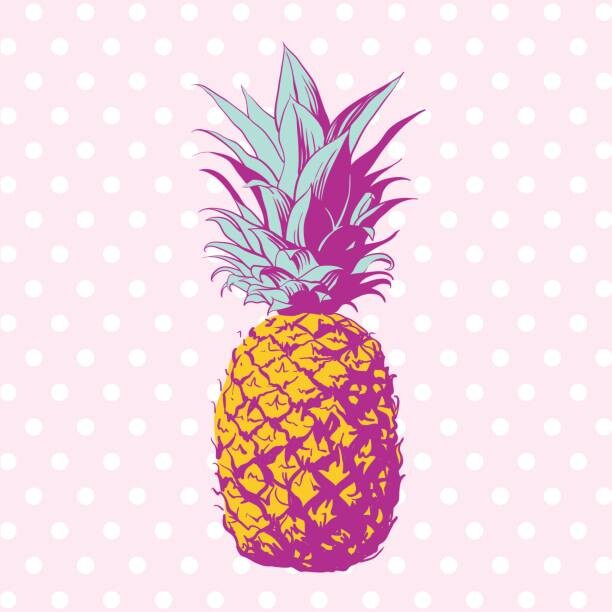 Ilustrace Vector hand drawn pineapple with dotted, Olga Nefedova, 40 × 40 cm