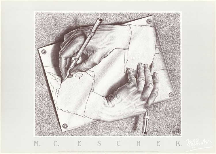 Konsttryck Drawing Hands, 1948