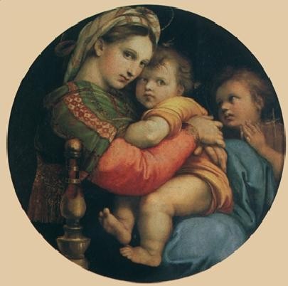 Umělecký tisk Rafael Santi - Madona della Sedia - Madona s židlí, 1514