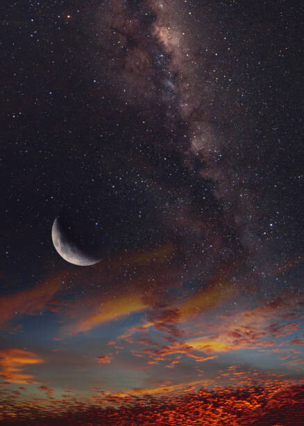 Levně Plakát, Obraz - night sky with moon and stars, Maizal Chaniago, 30 × 40 cm