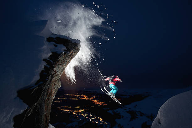 Levně Plakát, Obraz - Skier jumping off mountain, Christoph Jorda, 40 × 26.7 cm