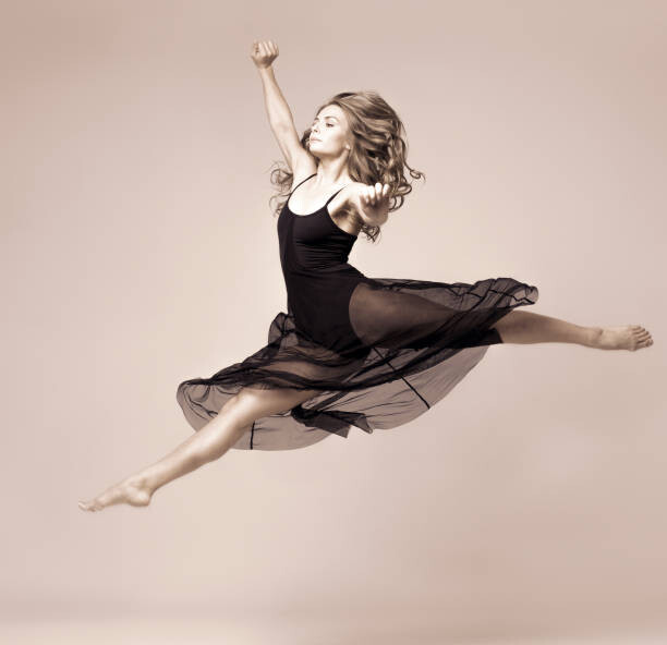Plakát, Obraz - Ballet dancer woman black dress. Studio shot., utkamandarinka, 40 × 40 cm