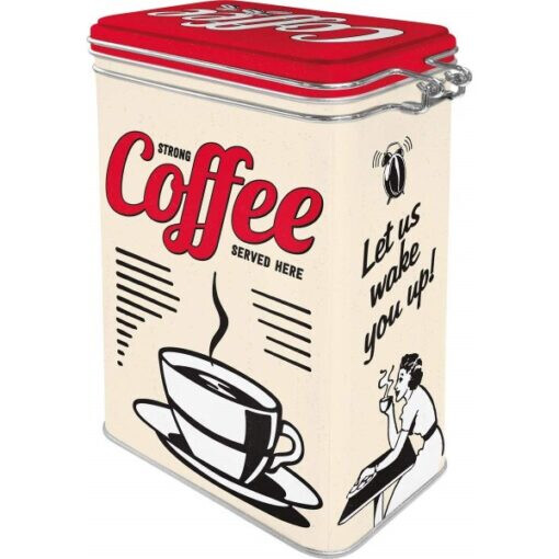 Blikje met clip Strong Coffee Served Here