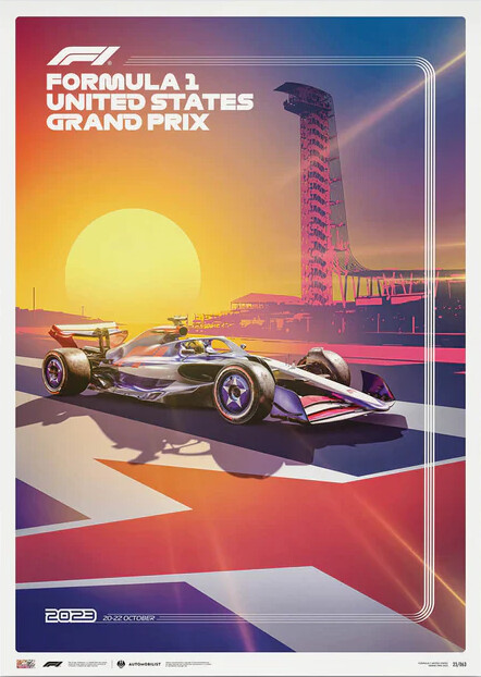 Levně Umělecký tisk Formula 1 - United States Grand Prix 2023, Automobilist, 40 × 50 cm