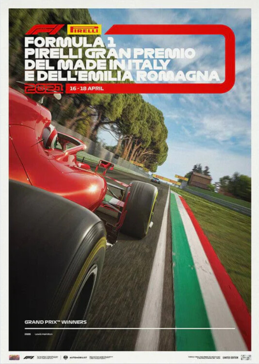 Levně Umělecký tisk FORMULA 1 - Pirelli Grand Premio Dell'emilia Romagna 2021, Automobilist, 50 × 70 cm