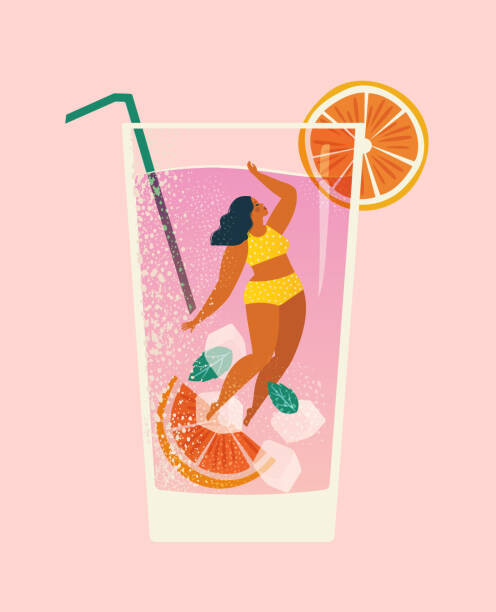 Plakát, Obraz - Summer vibes, woman diving fun against, Angelina Bambina, 30 × 40 cm