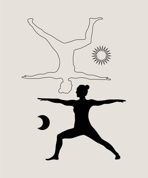 Plakát, Obraz - Woman doing yoga abstract poster. Monochrome, Alina Beketova, 33.3 × 40 cm