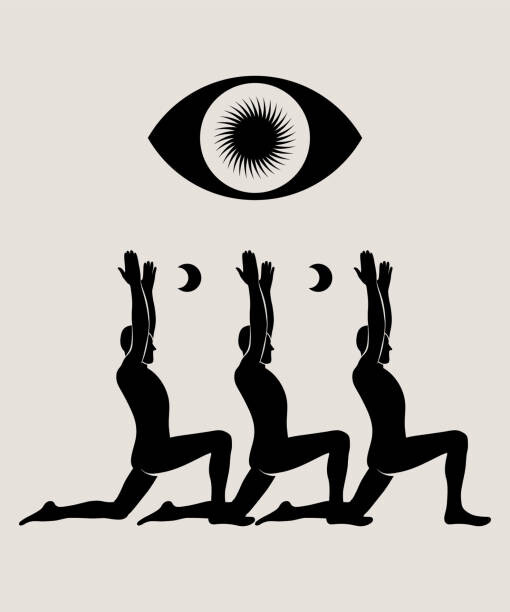Plakát, Obraz - Man doing yoga abstract poster. Monochrome, Alina Beketova, 33.3 × 40 cm