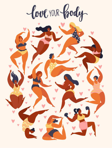 Plakát, Obraz - Multiracial women of different height, figure, Angelina Bambina, 30 × 40 cm