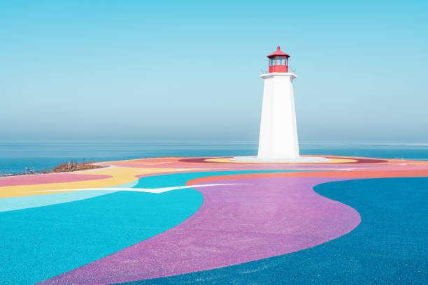 Plakát, Obraz - Colorful road by the sea, Jiojio, 40 × 26.7 cm