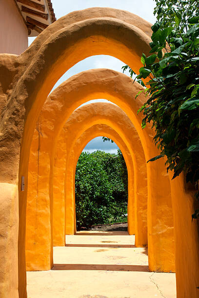 Plakát, Obraz - Yellow archways at Mantaraya Lodge, Holger Leue, 26.7 × 40 cm