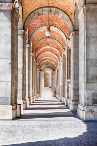 Plakát, Obraz - View of colonnade, Madrid, Spain, 26.7 × 40 cm