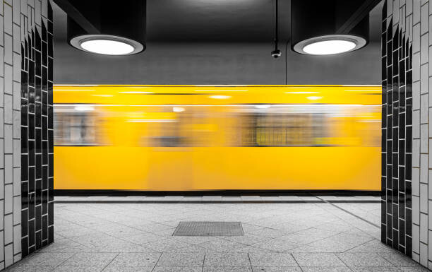 Plakát, Obraz - Blurred Motion Of Train At Subway Station, Reinhard Krull, 40 × 26.7 cm