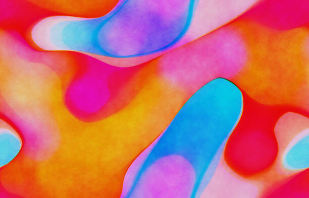 Levně Plakát, Obraz - Abstract Watercolor Blob Bubbles Holographic Gradient, oxygen, 40 × 26.7 cm
