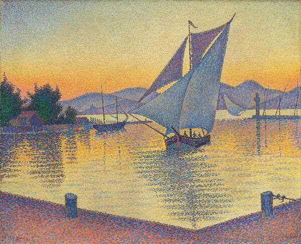 Plakát, Obraz - Le Port au soleil couchant, Opus 236 (Saint-Tropez), 1892, Signac, Paul, 40 × 30 cm