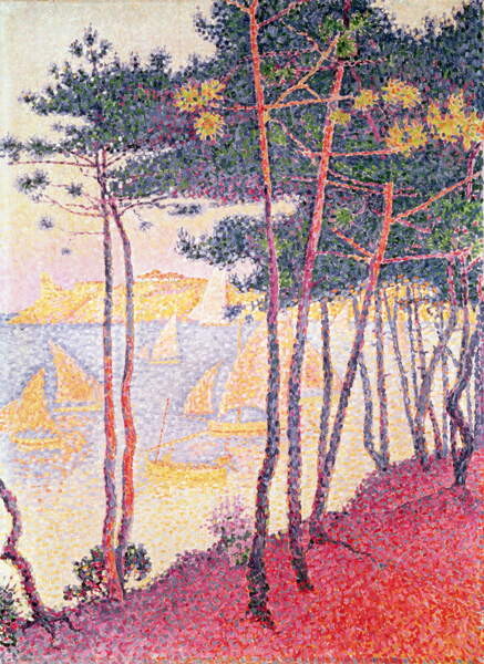 Levně Plakát, Obraz - Sailing boats and pine trees, 1896, Signac, Paul, 30 × 40 cm