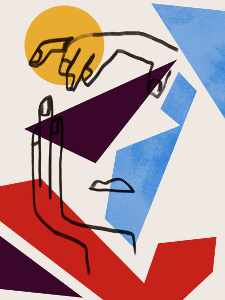 Levně Plakát, Obraz - Colorful abstract neoplasticism and cubism art, La Cassette Bleue, 30 × 40 cm