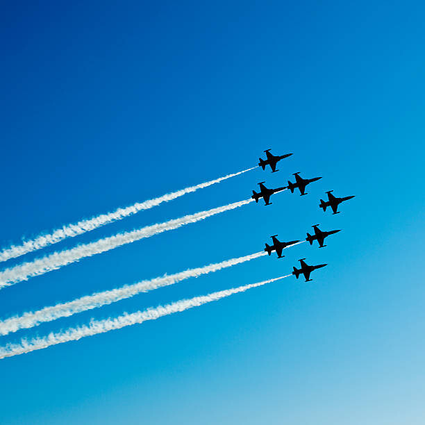 Levně Plakát, Obraz - Fighter planes in airshow on blue sky, ozgurdonmaz, 40 × 40 cm