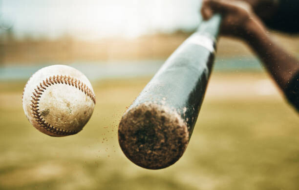 Levně Plakát, Obraz - Baseball hit, sports and athlete on, PeopleImages, 40 × 26.7 cm