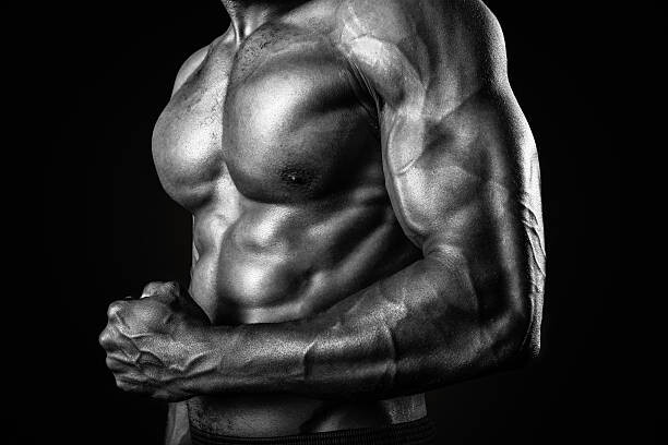 Levně Plakát, Obraz - Muscular African American Man In Black and White, MichaelSvoboda, 40 × 26.7 cm