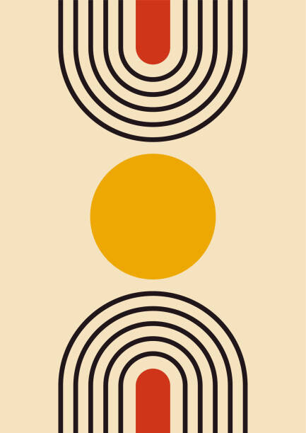 Levně Plakát, Obraz - Abstract geometric line poster. Mid century, Liubov Mahda, 30 × 40 cm