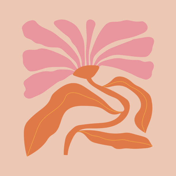 Levně Plakát, Obraz - Abstract flower poster in groovy trippy, verodika, 40 × 40 cm