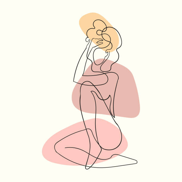Levně Plakát, Obraz - Outline illustration of woman body with blob shape, Lizaveta Kadol, 40 × 40 cm