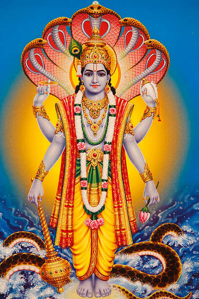 Levně Plakát, Obraz - Picture of Hindu god Vishnu, Julian Kumar, 26.7 × 40 cm