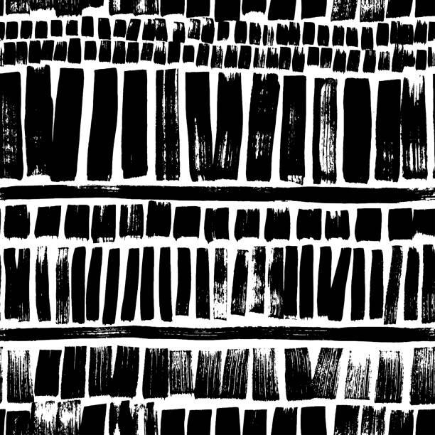 Ilustrace Tribal geometric pattern with stripes, brush, Asya_mix, 40 × 40 cm