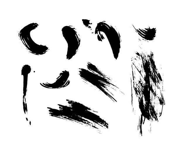 Levně Plakát, Obraz - Set of hand drawn ink textures and brush strokes., Radionastya, 40 × 32.7 cm