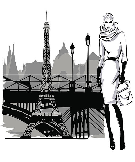 Levně Plakát, Obraz - Fashion model fall winter with Paris, glafira, 33.3 × 40 cm