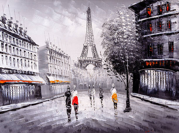 Levně Plakát, Obraz - Oil Painting - Street View of Paris, CYCV, 40 × 30 cm