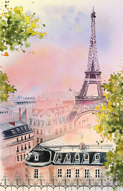 Levně Plakát, Obraz - city of Paris, likovaka, 26.7 × 40 cm