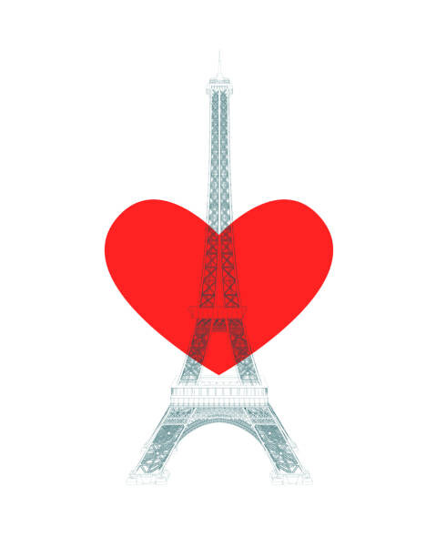 Levně Plakát, Obraz - Outline of a detailed Eiffel Tower, Slim3D, 30 × 40 cm