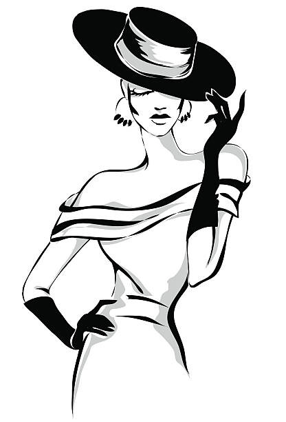 Levně Plakát, Obraz - Beautiful woman portrait wearing vintage hat, glafira, 26.7 × 40 cm