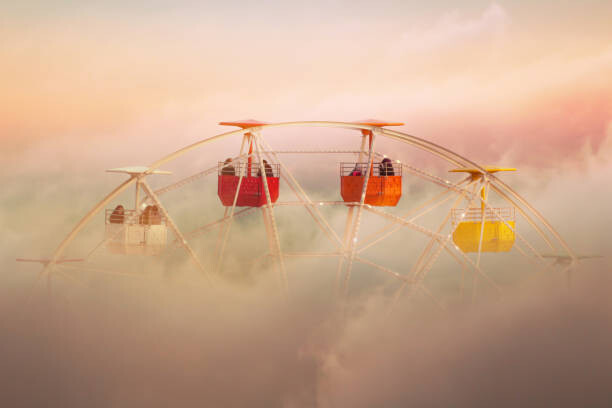 Levně Plakát, Obraz - Surreal picture of colorful ferris wheel, Artur Debat, 40 × 26.7 cm