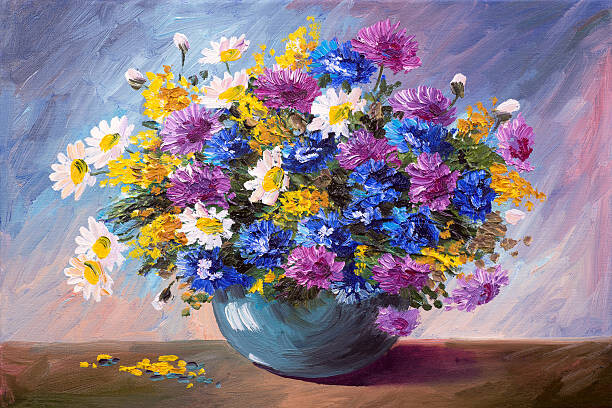Levně Plakát, Obraz - oil painting - bouquet of wildflowers, Max5799, 40 × 26.7 cm