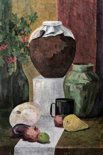Levně Plakát, Obraz - Old picture. Village exposition of kitchen table., kobzev3179, 26.7 × 40 cm