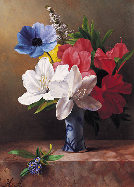 Levně Plakát, Obraz - Flowers in a blue vase, Fine Art Photographic, 30 × 40 cm