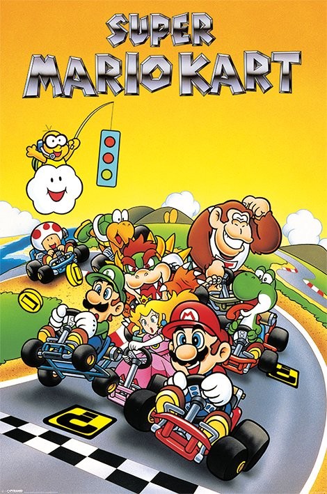 Poster Super Mario Kart Retro Wall Art 3+1 FREE Europosters