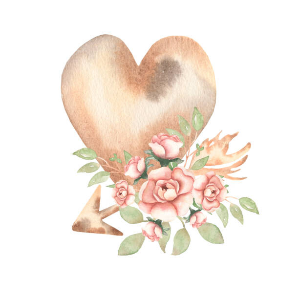 Levně Plakát, Obraz - Hand drawn isolated neutral color heart, Mayia Aynazarova, 40 × 40 cm